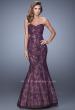 Picture of: Long Lace Mermaid Prom Gown with Open Back in Purple, Style: 20925, Detail Picture 1