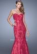 Picture of: Long Lace Mermaid Prom Gown with Open Back in Red, Style: 20925, Detail Picture 2