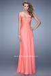 Picture of: Graceful Strapless Chiffon Dress with Iridescent Stones in Coral, Style: 20930, Detail Picture 1