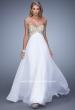 Picture of: Empire Waist Long Prom Dress with Metallic Pearls in White, Style: 20931, Detail Picture 3