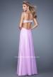 Picture of: Full Length Chiffon Prom Dress with Hand Beaded Bra Top in Wisteria, Style: 20942, Back Picture
