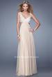Picture of: Full Length Chiffon Prom Dress with Hand Beaded Bra Top in Nude, Style: 20942, Detail Picture 3