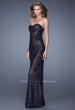 Picture of: Full Length Beaded Lace Dress with Pearl Detailing in Navy, Style: 20943, Main Picture
