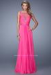 Picture of: Natural Waist Long Chiffon Gown with Beads and Stones in Hot Pink, Style: 20956, Main Picture