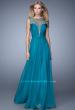 Picture of: Natural Waist Long Chiffon Gown with Beads and Stones in Blue, Style: 20956, Detail Picture 1