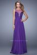 Picture of: Natural Waist Long Chiffon Gown with Beads and Stones in Purple, Style: 20956, Detail Picture 2