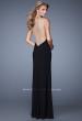 Picture of: Long Prom Gown with Slit and Sheer Illusion Netting in Black, Style: 20958, Back Picture