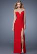 Picture of: Long Prom Gown with Slit and Sheer Illusion Netting in Red, Style: 20958, Detail Picture 1