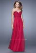 Picture of: Long Chiffon Prom Gown with Embellished Straps in Red, Style: 20962, Detail Picture 1