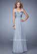 Picture of: Long Chiffon Prom Gown with Embellished Straps in Silver, Style: 20962, Detail Picture 2