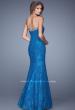 Picture of: Long Lace Mermaid Dress with Multicolored Beading in Blue, Style: 20964, Back Picture