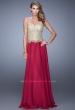 Picture of: Strapless Long Prom Dress with Sheer Corset Bodice in Red Gold, Style: 20969, Detail Picture 3