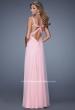 Picture of: Long Chiffon Prom Dress with Gathered Knot Detailing in Pink, Style: 20978, Back Picture