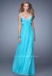 Picture of: Long Chiffon Prom Dress with Gathered Knot Detailing in Aqua, Style: 20978, Detail Picture 1