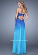 Picture of: Long Ombre Chiffon Prom Dress with Gathered Waist in Blue, Style: 20986, Back Picture