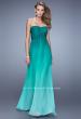 Picture of: Long Ombre Chiffon Prom Dress with Gathered Waist in Green, Style: 20986, Detail Picture 1
