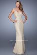 Picture of: Long Beaded Lace Gown with Sheer Illusion Sides in Nude, Style: 20999, Detail Picture 1