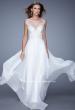 Picture of: Long Chiffon Dress with Embroidery and Keyhole Back in White, Style: 21005, Main Picture