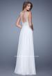 Picture of: Long Chiffon Dress with Embroidery and Keyhole Back in White, Style: 21005, Back Picture