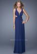 Picture of: Net Jersey Long Dress with Cutouts and Twisting in Navy, Style: 21006, Back Picture