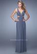 Picture of: Net Jersey Long Dress with Cutouts and Twisting in Silver, Style: 21006, Detail Picture 1