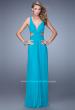 Picture of: Net Jersey Long Dress with Cutouts and Twisting in Aqua, Style: 21006, Detail Picture 3