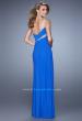 Picture of: One Shoulder Prom Dress with Cut Outs and Rhinestones in Blue, Style: 21011, Back Picture