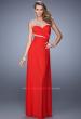 Picture of: One Shoulder Prom Dress with Cut Outs and Rhinestones in Red, Style: 21011, Detail Picture 1