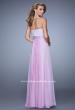 Picture of: Gathered Waistband Long Prom Dress with Crystal Beads in Wisteria, Style: 21015, Back Picture