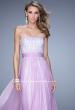 Picture of: Gathered Waistband Long Prom Dress with Crystal Beads in Wisteria, Style: 21015, Detail Picture 1