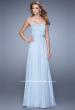Picture of: Gathered Waistband Long Prom Dress with Crystal Beads in Blue, Style: 21015, Detail Picture 2