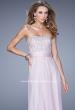 Picture of: Gathered Waistband Long Prom Dress with Crystal Beads in Pink, Style: 21015, Detail Picture 5