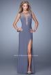 Picture of: Scattered Stone Long Prom Dress with Side Leg Slit in Gray, Style: 21018, Main Picture