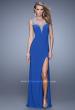 Picture of: Deep V Jersey Dress with Sheer Illusion Netting in Blue, Style: 21020, Detail Picture 2