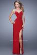 Picture of: Long Prom Dress with Sheer Metallic Embroidery in Red, Style: 21024, Detail Picture 1