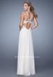 Picture of: Chiffon Halter Gown with Pearl Encrusted Embroidery in White, Style: 21025, Back Picture