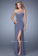 Picture of: Long One Shoulder Prom Dress with Iridescent Stones in Gray, Style: 21026, Main Picture