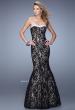 Picture of: Long Lace Mermaid Gown with Pearls and Rhinestones in Black, Style: 21034, Detail Picture 3