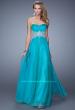 Picture of: Glamorous Prom Dress with Beaded Metallic Embroidery in Teal, Style: 21040, Detail Picture 1
