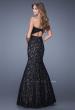 Picture of: Lace Mermaid Gown with Twisted Knot Detail in Black, Style: 21046, Back Picture