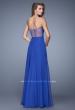 Picture of: Charming Chiffon Dress with Sheer Sides and Stones in Blue, Style: 21054, Back Picture