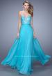 Picture of: Charming Chiffon Dress with Sheer Sides and Stones in Aqua, Style: 21054, Detail Picture 1