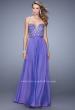 Picture of: Charming Chiffon Dress with Sheer Sides and Stones in Purple, Style: 21054, Detail Picture 2