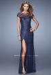 Picture of: Sultry Sequin Prom Dress with Cap Sleeves and Slit in Navy, Style: 21058, Detail Picture 3