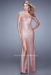 Picture of: Sultry Sequin Prom Dress with Cap Sleeves and Slit in Rose Gold, Style: 21058, Detail Picture 4