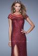 Picture of: Sultry Sequin Prom Dress with Cap Sleeves and Slit in Red, Style: 21058, Detail Picture 5
