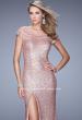 Picture of: Sultry Sequin Prom Dress with Cap Sleeves and Slit in Rose Gold, Style: 21058, Detail Picture 7