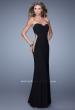 Picture of: Bold Long Prom Dress with Figure Flattering Piping in Black, Style: 21063, Main Picture
