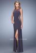 Picture of: Glam Long Jersey Dress with Sheer Neckline and Stones in Gray, Style: 21069, Detail Picture 1