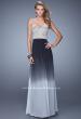 Picture of: Long Ombre Chiffon Dress with Beading and Belt in Black, Style: 21074, Main Picture